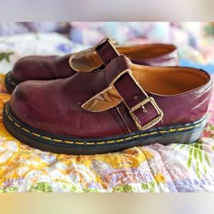 Vintage Burgundy T-strap Mary Jane Docs UK 6 / US 8